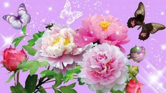 Collection Of Different Beautiful Flower With Butterfly
