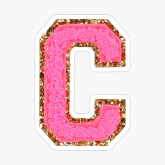 Letter C Bubble Gum Glitter Varsity Preppy Pink Patch iPhone Case