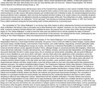 Feminist Criticism The Yellow Wallpaper And Politics Of Color In
