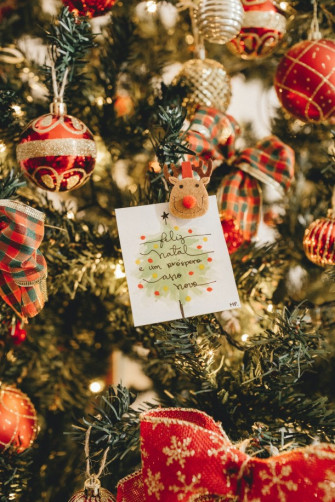 Mini Reindeer And Baubles Christmas Wallpaper Aesthetic Idea