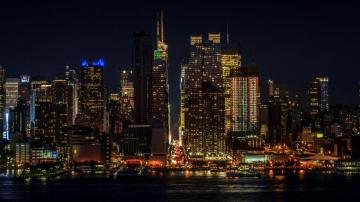 Wallpaper Cityscape Night New York Manhattan Skyscrapers