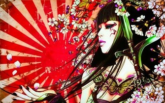 Fantasy Geisha Tattoo Petal Japan Sun Asian Artistic Oriental
