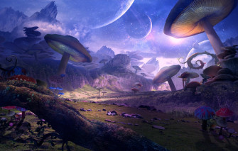 Wallpaper Mushrooms Planet Art Fantasy Image For Desktop