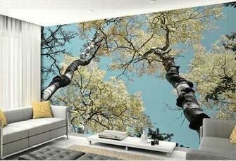 New Large Wallpaper Custom Winter Birch Branches Scenery 3d