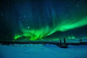 Northern Lights Landscape Winter Snow Enontekia Wallpaper