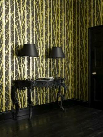 Birch Wallpaper Olive James Dunlop Textiles