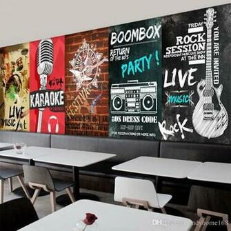 Custom Mural Retro Musical Instrument Dance Hall Concert