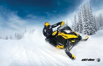 Ski Doo Mxz Snowmobile Brp Yellow Snow Forest