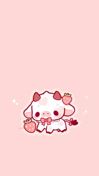 Wallpaper Of A Cow Pink Drawing iPad