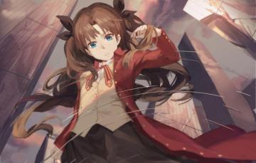 Wallpaper Water Girl The City Reflection Puddle Tohsaka Rin