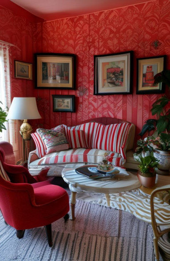 Red And White Striped Wallpaper