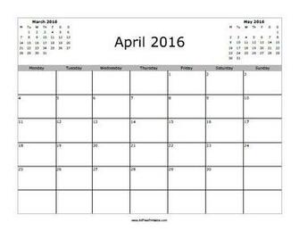 April Monthly Calendar Printable