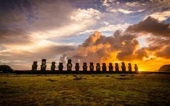 Landscape Nature Sunrise Rapa Nui Island Clouds