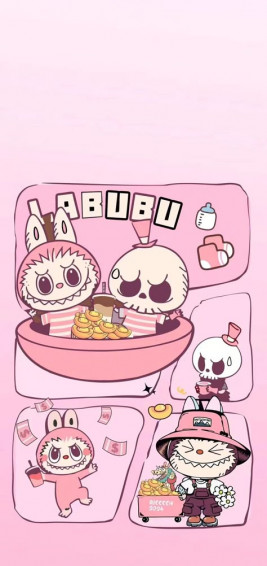 Labubu Pink Phone Wallpaper