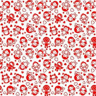 Red Seamless Background With Cute Cupids And Angels Vector