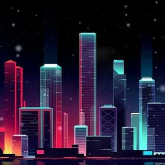 Neon Skyline Wallpaper Engine In Vaporwave