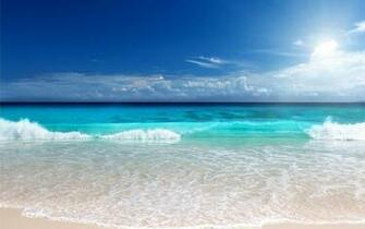 Shore Waves Horizon Sea Sand Beach Ocean Tropical Wallpaper Background