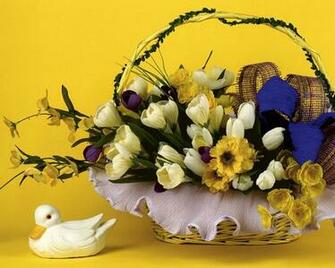 Easter Wallpaper Beautiful Favors Flowers Basket