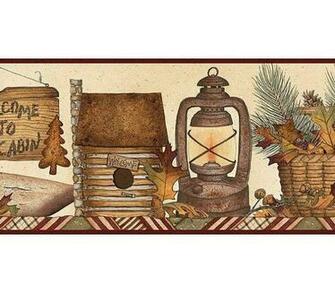 Interior Place Burgundy Tan And Brown Lodge Duck Wallpaper Border