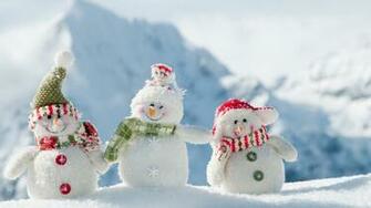 Three Snowman Full HD Wallpaper 1080p