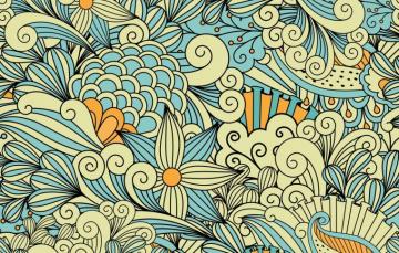 Wallpaper Flowers Abstraction Pattern Yellow Blue Patterns