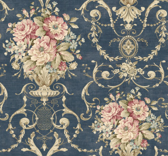 Navy Floral Wallpaper