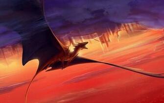 Wallpaper Dragon Flying Sunset
