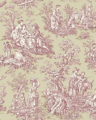 Waverly Classics Purple And Green Country Life Toile Wallpaper