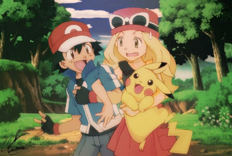 Pokemon X Y Anime Ash Serena Pikachu By Sidselc
