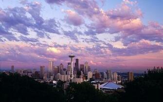 Seattle Wallpaper Sunset Buildings Screen
