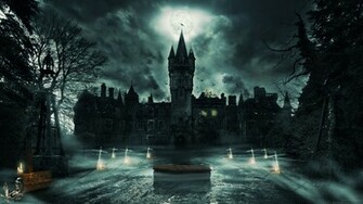Castle Wallpaper Cloud Candles Raven Budai Welcome Ghost Coffin