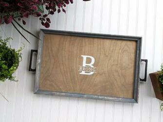 Personalized Serving Tray Wedding Guestbook Rawhide Background