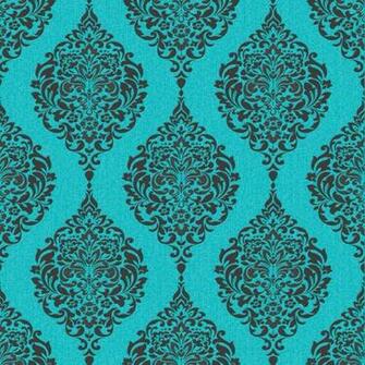Damask Textured Wallpaper Turquoise Cut Price