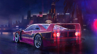 X Car Ferrari F40 Purple Aesthetic Wallpaper