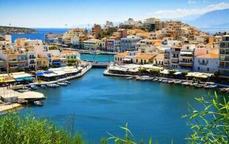 Image Greece Agios Nikolaos Crete Coast Boats Marinas