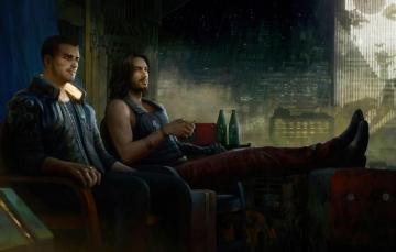 Wallpaper Two Keanu Reeves Men Cyberpunk