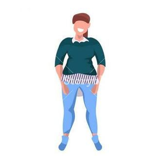 Fat Obese Woman Standing Pose Smiling Overweight Casual Girl