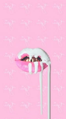 Pink Lips Wallpaper Broken Panda