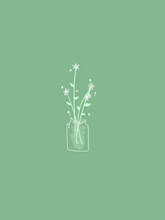Sage Green Sketch Floral Aesthetic Wallpaper