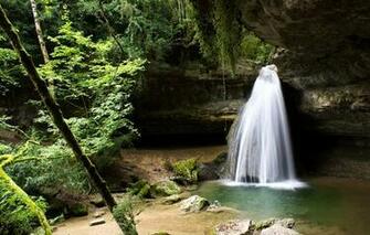Wallpaper Forest Rock Stream Waterfall Trees Nature