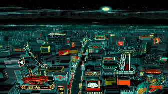 City Aerial In An Aesthetic Pixel Art Wallpaper