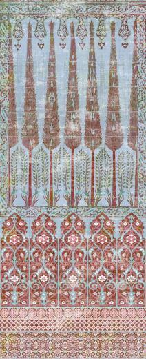 Topkapi Garden Red Turquoise Wallpaper Yard Panel The