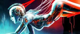 Wallpaper Girl Robot Cyborg Lie