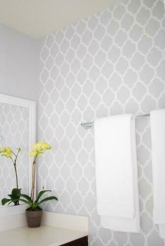 Quatrefoil Wall Stencil Contemporary Bathroom Valspar Chromium A