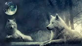 White Wolf Under The Full Moon By Darth M0rtuus