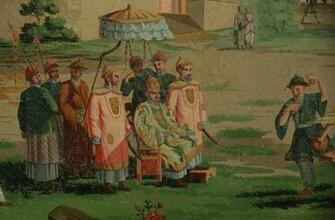 Chinoiserie Wallpaper Panel Mounted On Board 20th Cent Lot