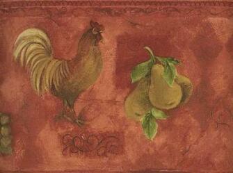 Rooster Fruits Vintage Wallpaper Border Farmhouse