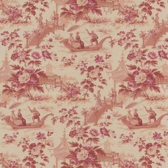 Red Chinoiserie Toile Wallpaper Contemporary By