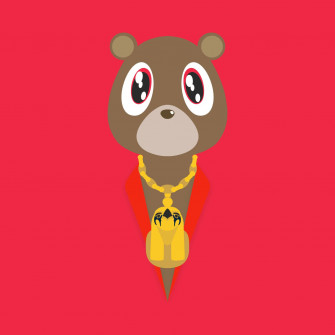 Kanye West Bear Minimalist Red Aesthetic Wallpaper