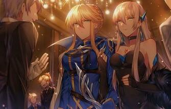 Wallpaper Lancer Girl Cleavage Green Eyes Breast Anime